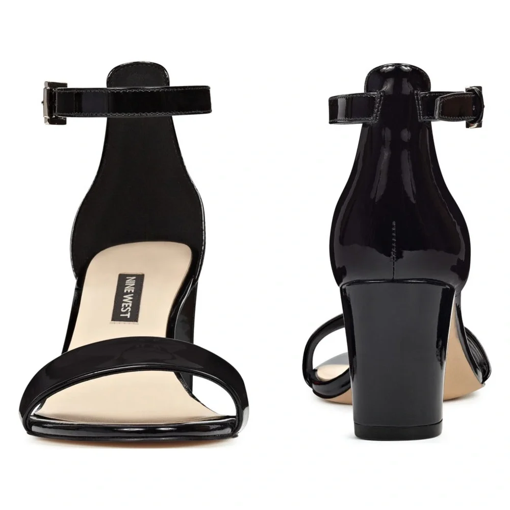 🌻 HOST PICK 🌻 ♠️ Nine West Black Pruce Ankle Strap Black Heel Sandals ♠️ - Picture 4 of 10